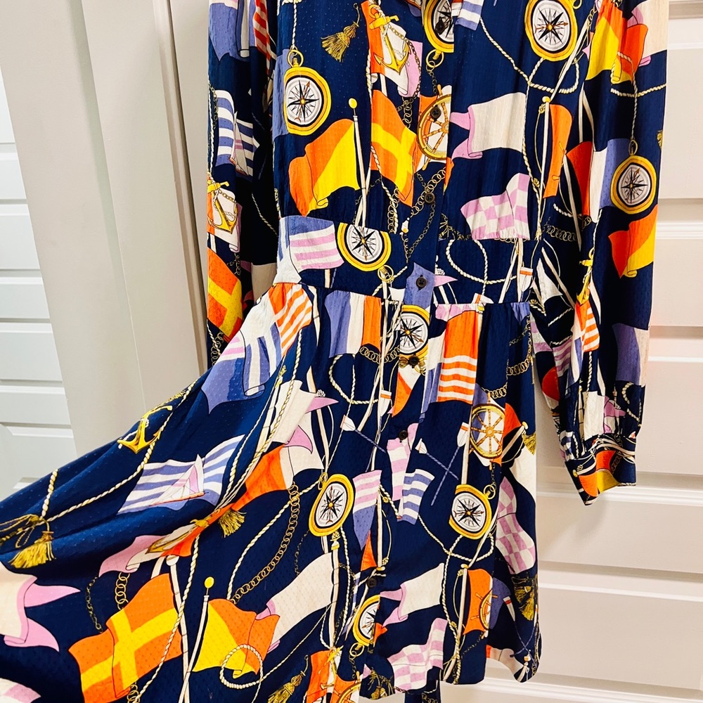 Anthropologie Maeve Nautical Flag Mini Shirtdress Size L - Picture 5 of 10